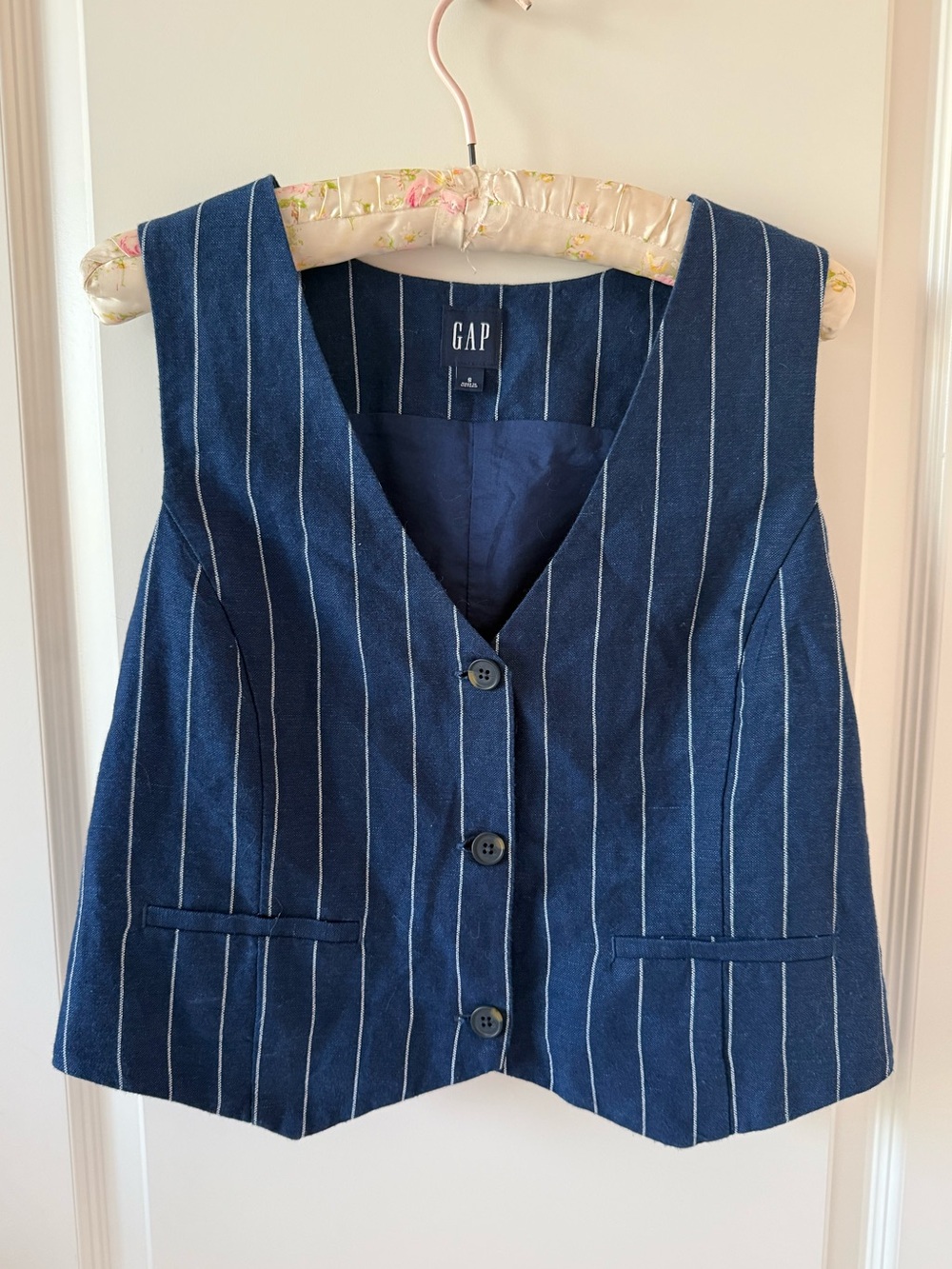 GAP Navy Pinstripe Tailored Vest